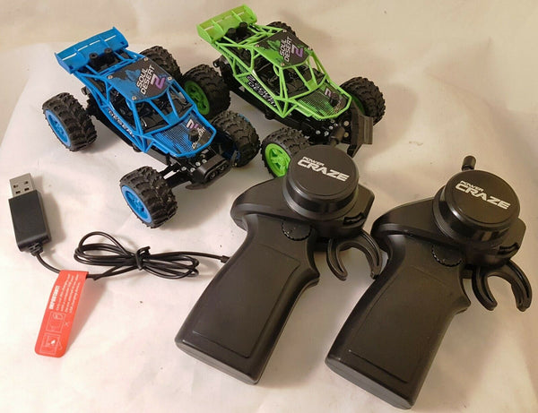 LOT 2! Power Craze High Speed Mini RC Car Remote control Car W/Charger Remote